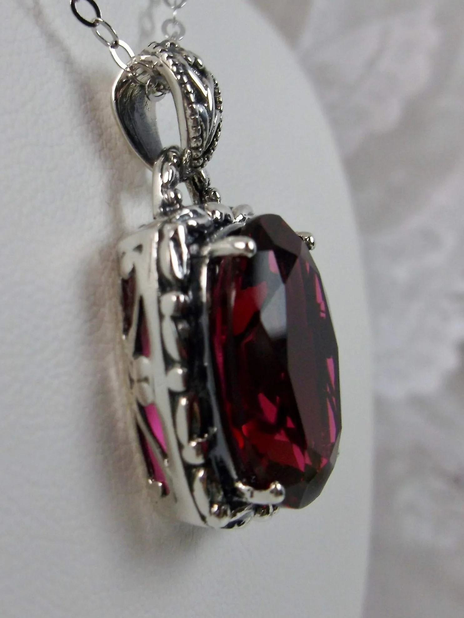 Ruby Pendant, Art Nouveau Necklace #P120 - Ready to Ship