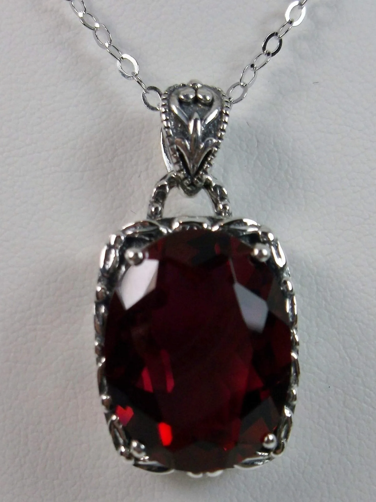Ruby Pendant, Art Nouveau Necklace #P120 - Ready to Ship