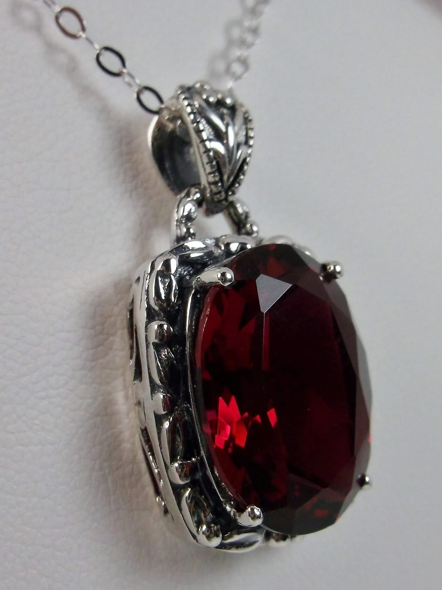 Ruby Pendant, Art Nouveau Necklace #P120 - Ready to Ship