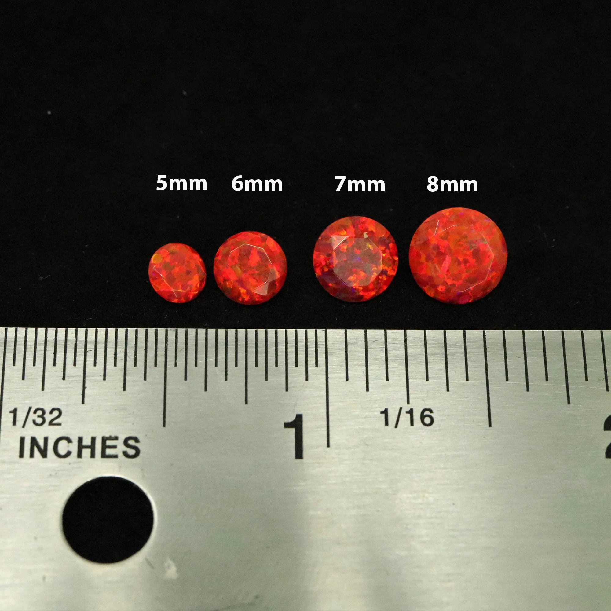 Ruby Red Diamond Cut Faceted Opal Stones