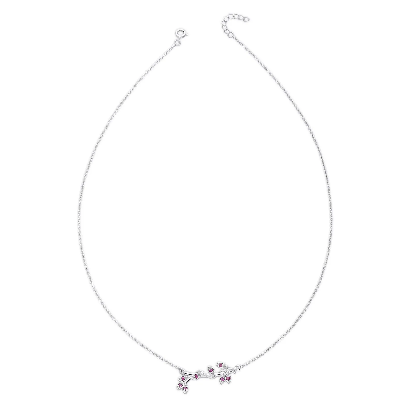 Ruby Vine Necklace For Women – 925 Sterling Silver Rhodium Plate