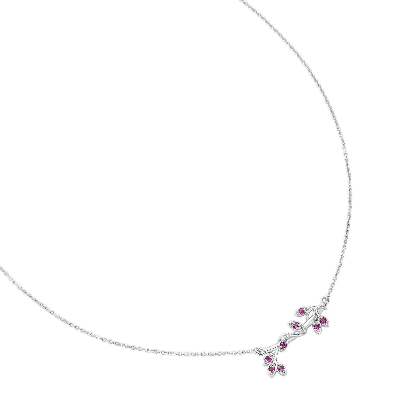 Ruby Vine Necklace For Women – 925 Sterling Silver Rhodium Plate