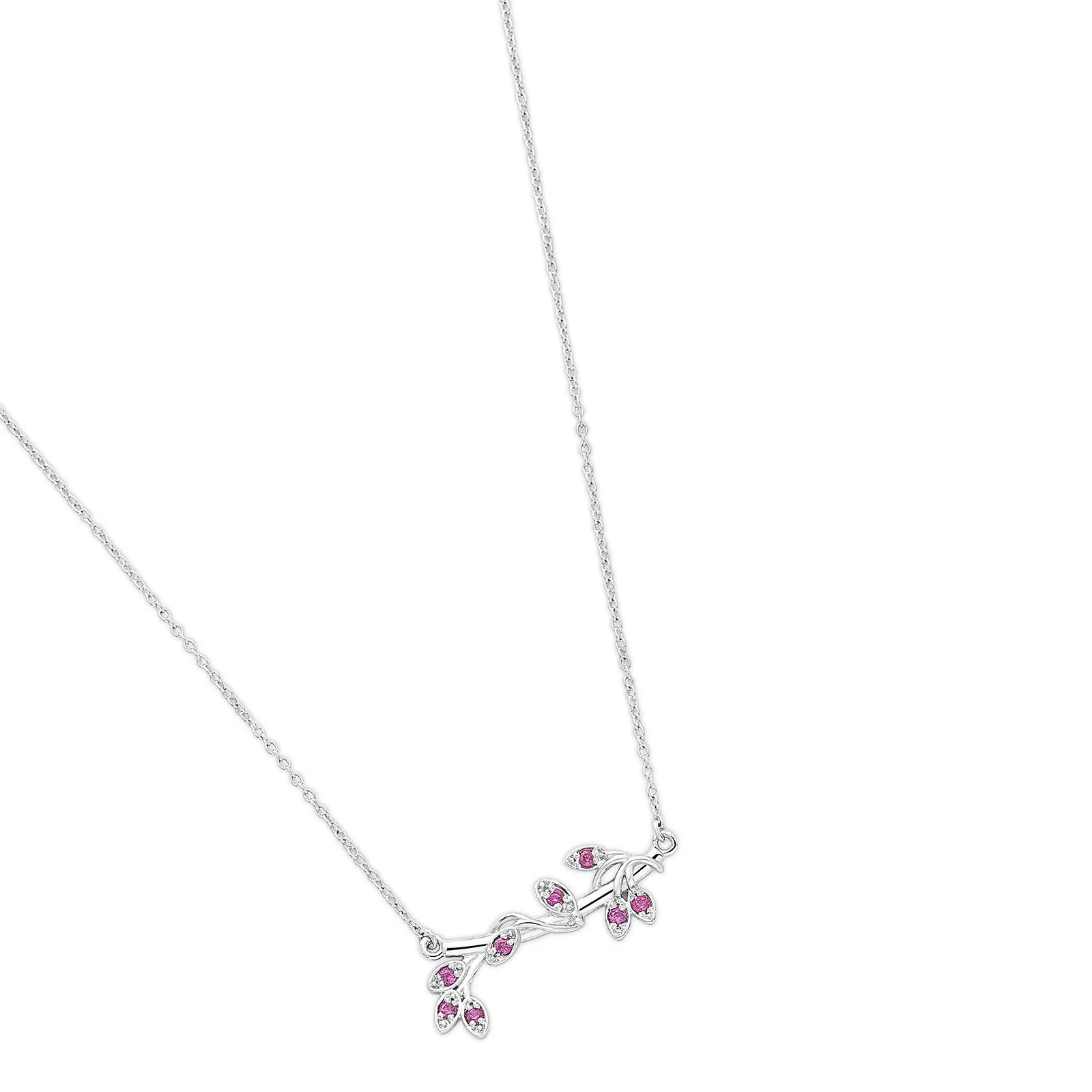 Ruby Vine Necklace For Women – 925 Sterling Silver Rhodium Plate