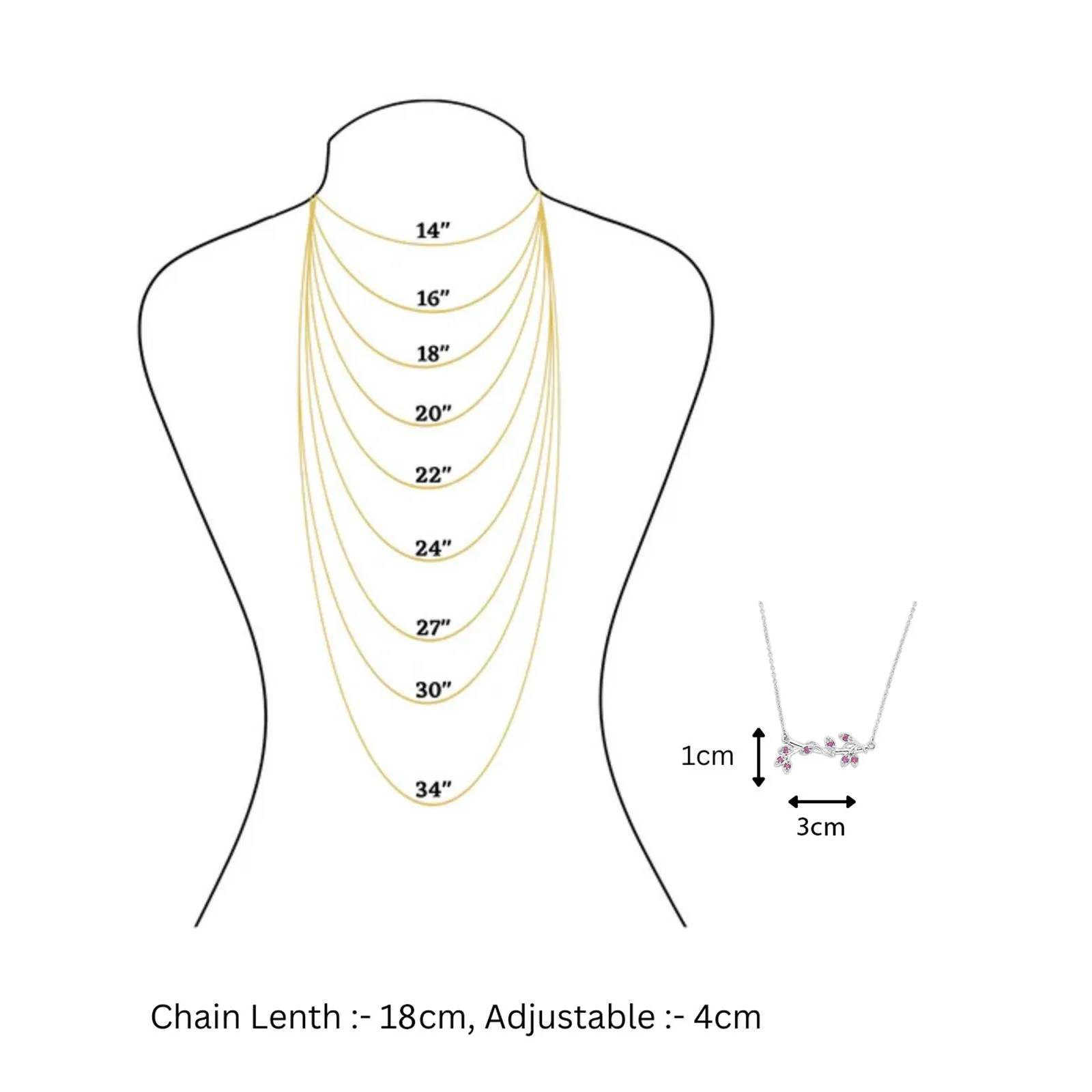 Ruby Vine Necklace For Women – 925 Sterling Silver Rhodium Plate