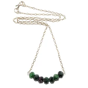Ruby Zoisite Necklace Lucky Love Links Sterling Silver