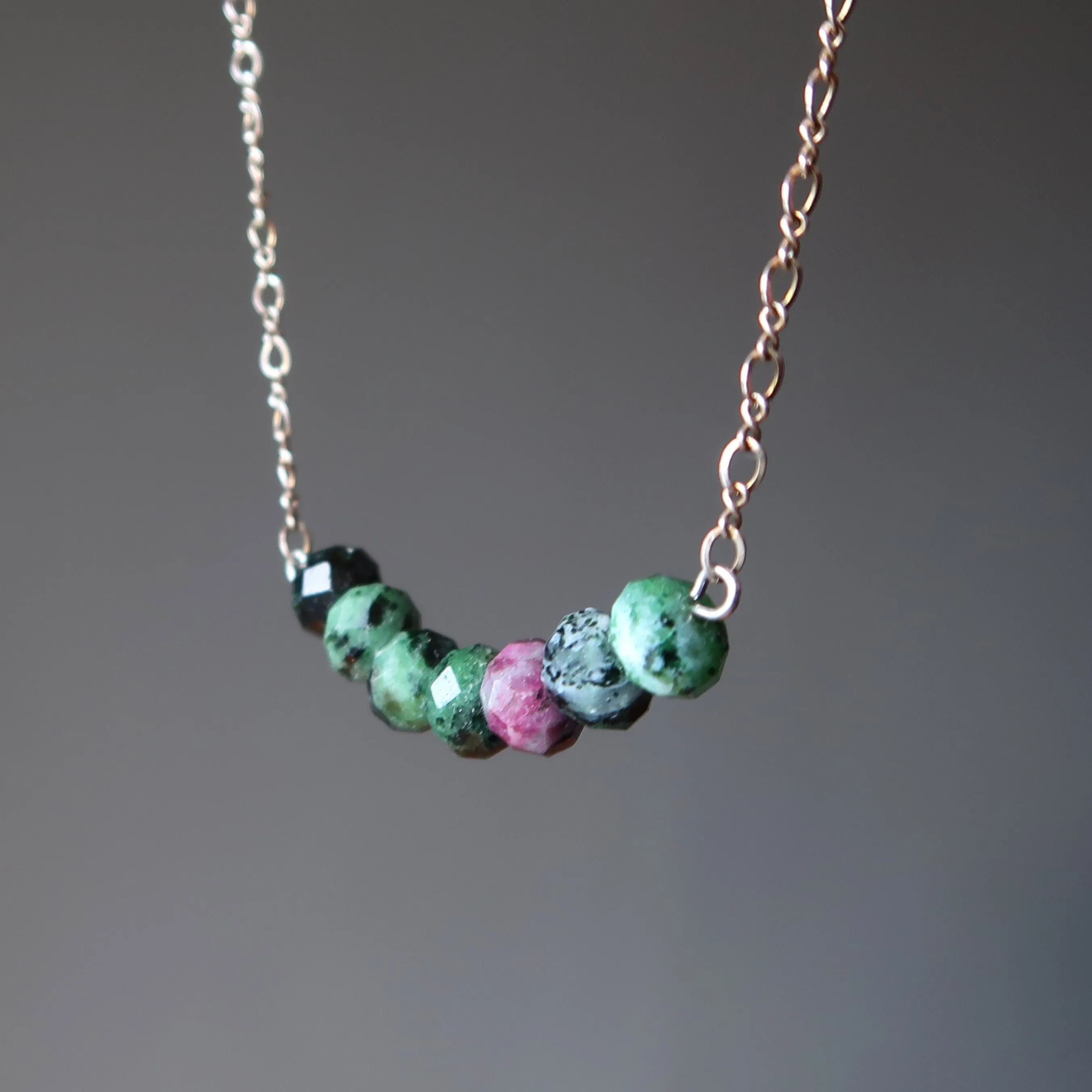 Ruby Zoisite Necklace Lucky Love Links Sterling Silver