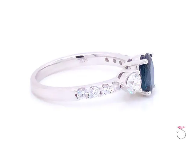 Sapphire & Diamond Engagement Ring in 14K White Gold