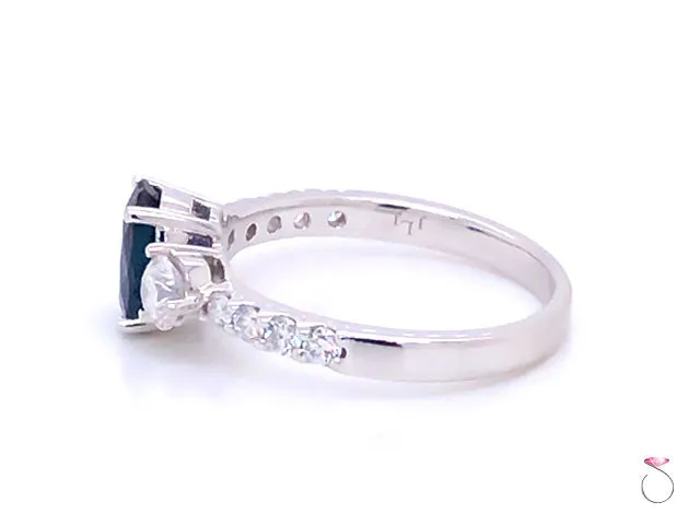 Sapphire & Diamond Engagement Ring in 14K White Gold