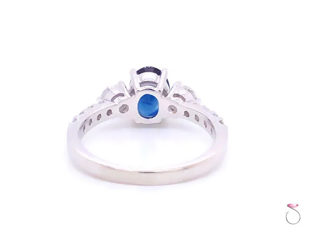 Sapphire & Diamond Engagement Ring in 14K White Gold
