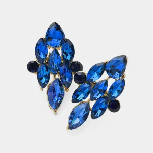 Sapphire Marquise Stone Cluster Pageant Earrings | Interview Earrings |  644337