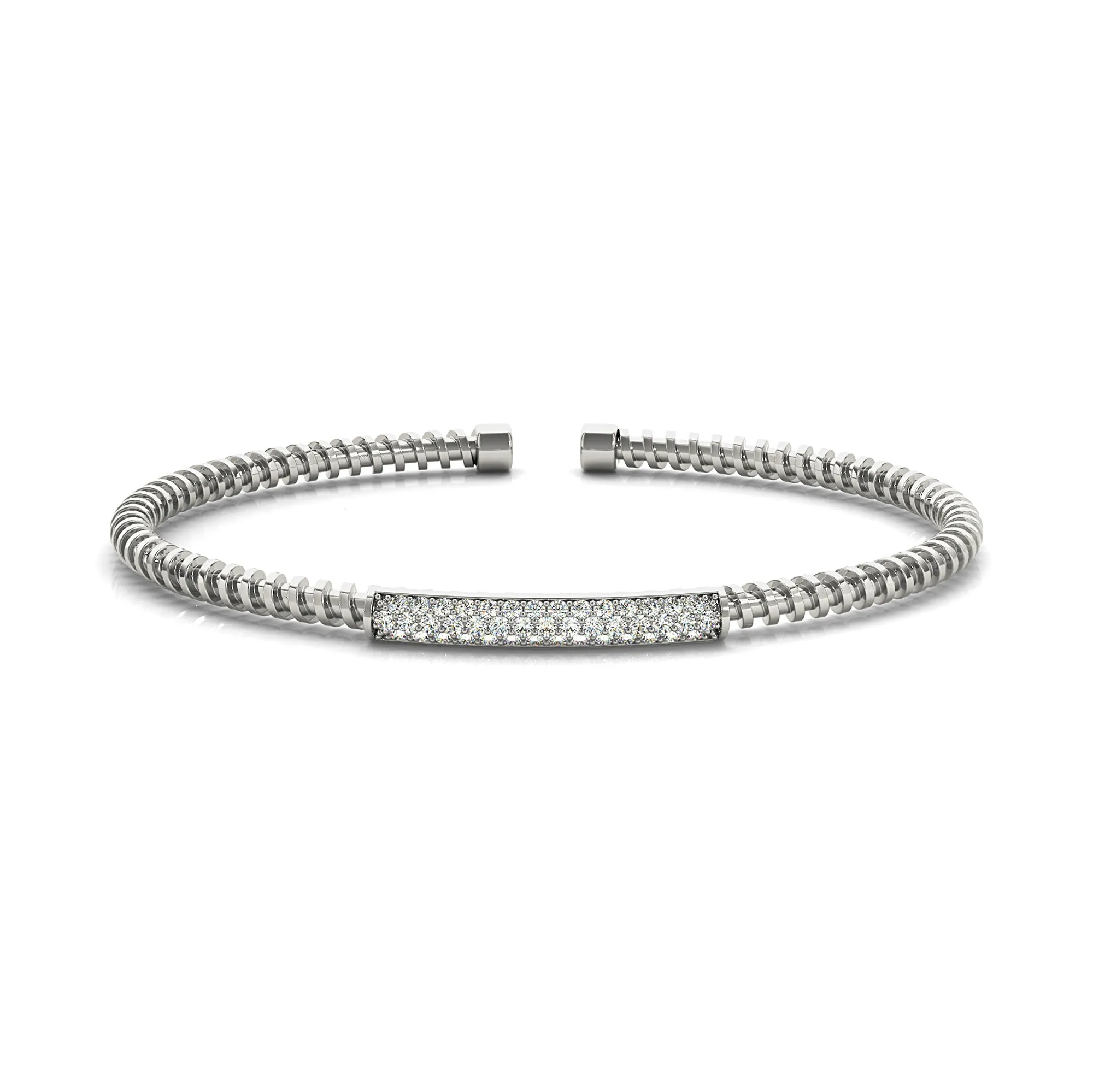 Screw Design 0.50 ctw Round Diamond Cuff Bangle Bracelet