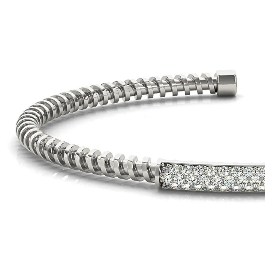 Screw Design 0.50 ctw Round Diamond Cuff Bangle Bracelet