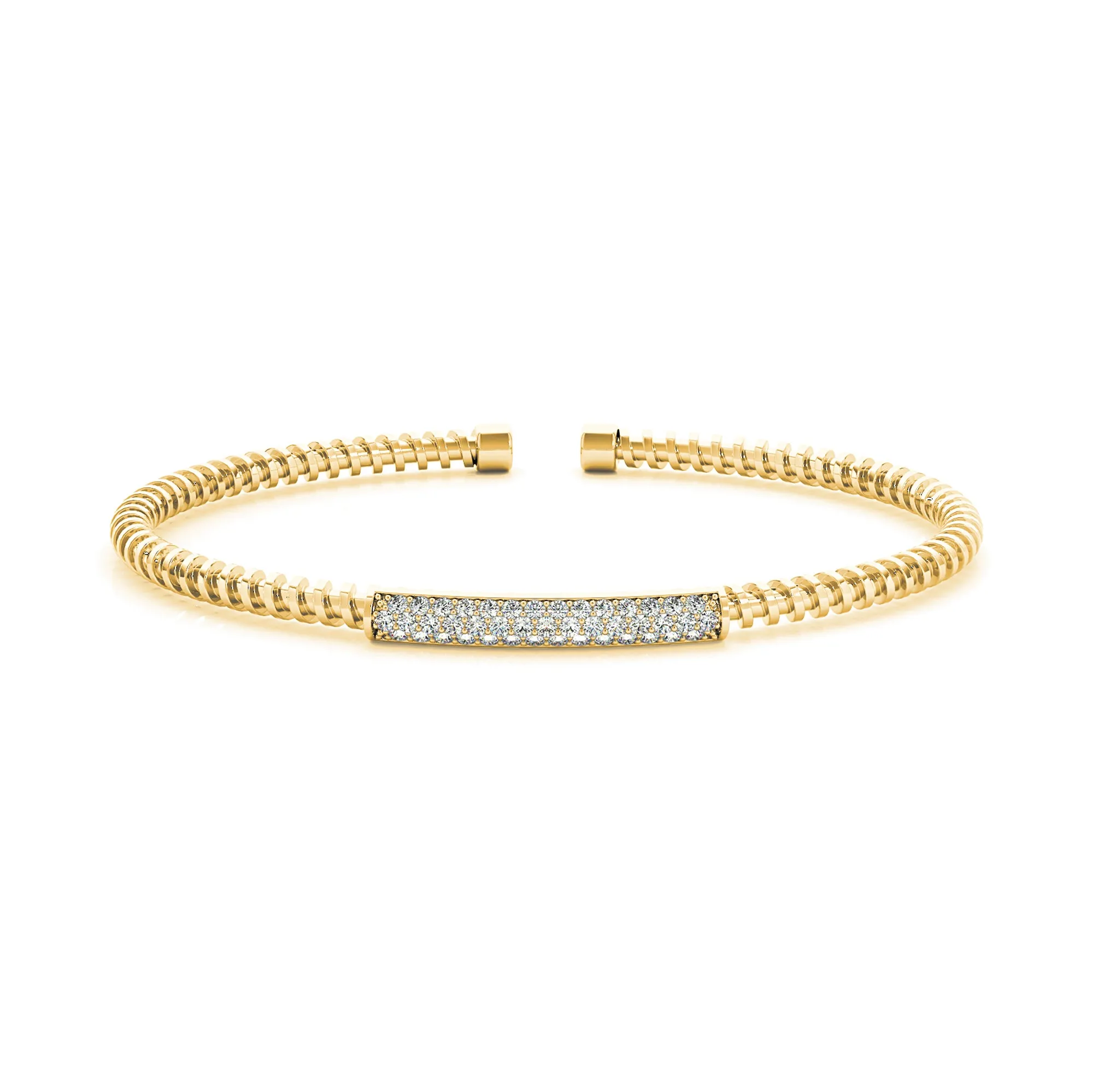 Screw Design 0.50 ctw Round Diamond Cuff Bangle Bracelet