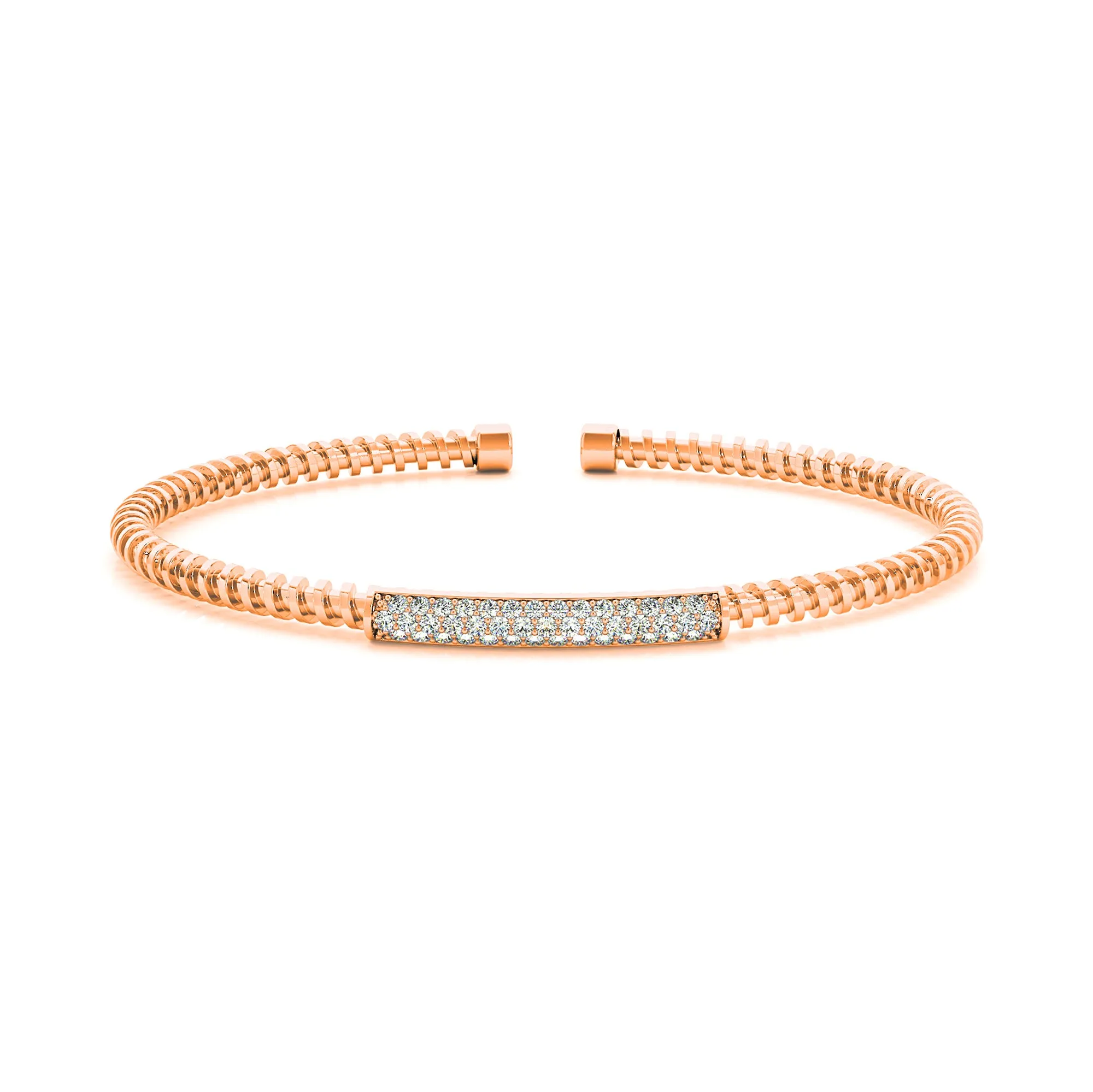 Screw Design 0.50 ctw Round Diamond Cuff Bangle Bracelet