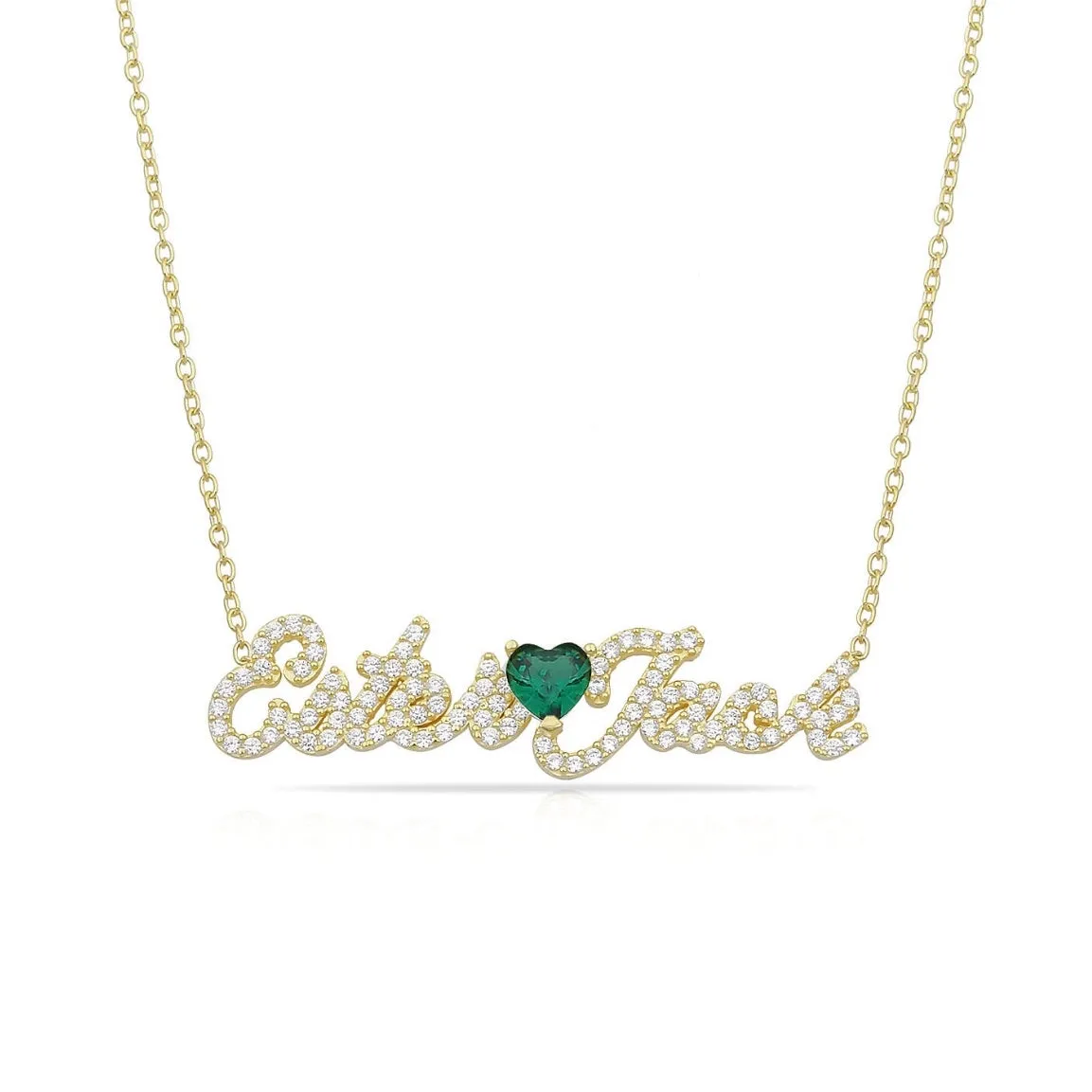 Script Pave Color Heart Name
