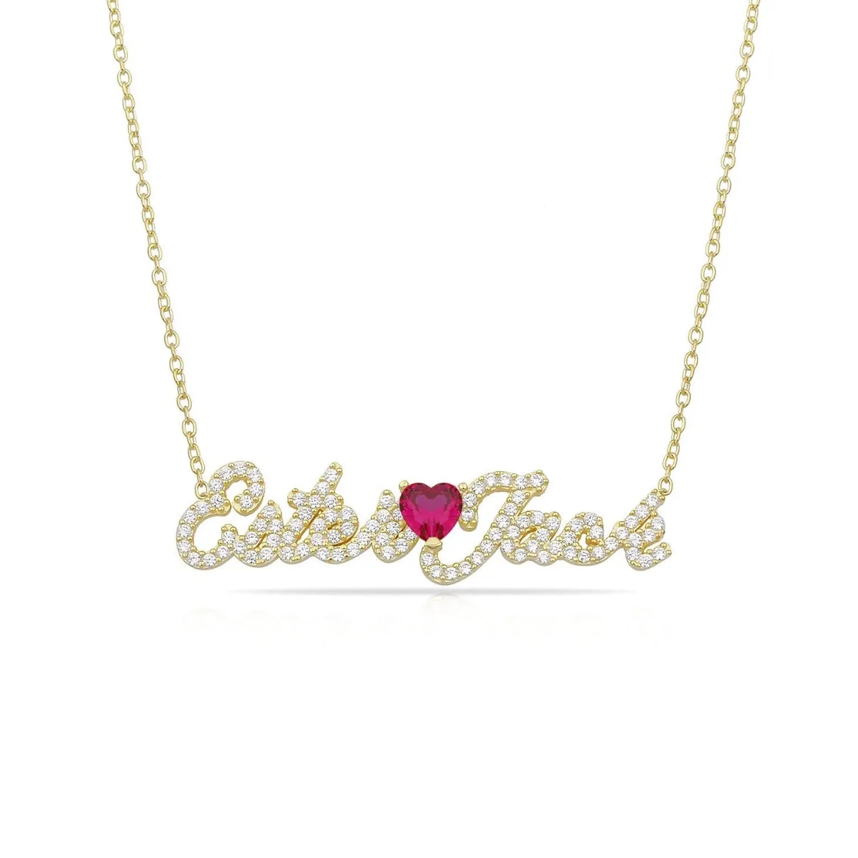 Script Pave Color Heart Name