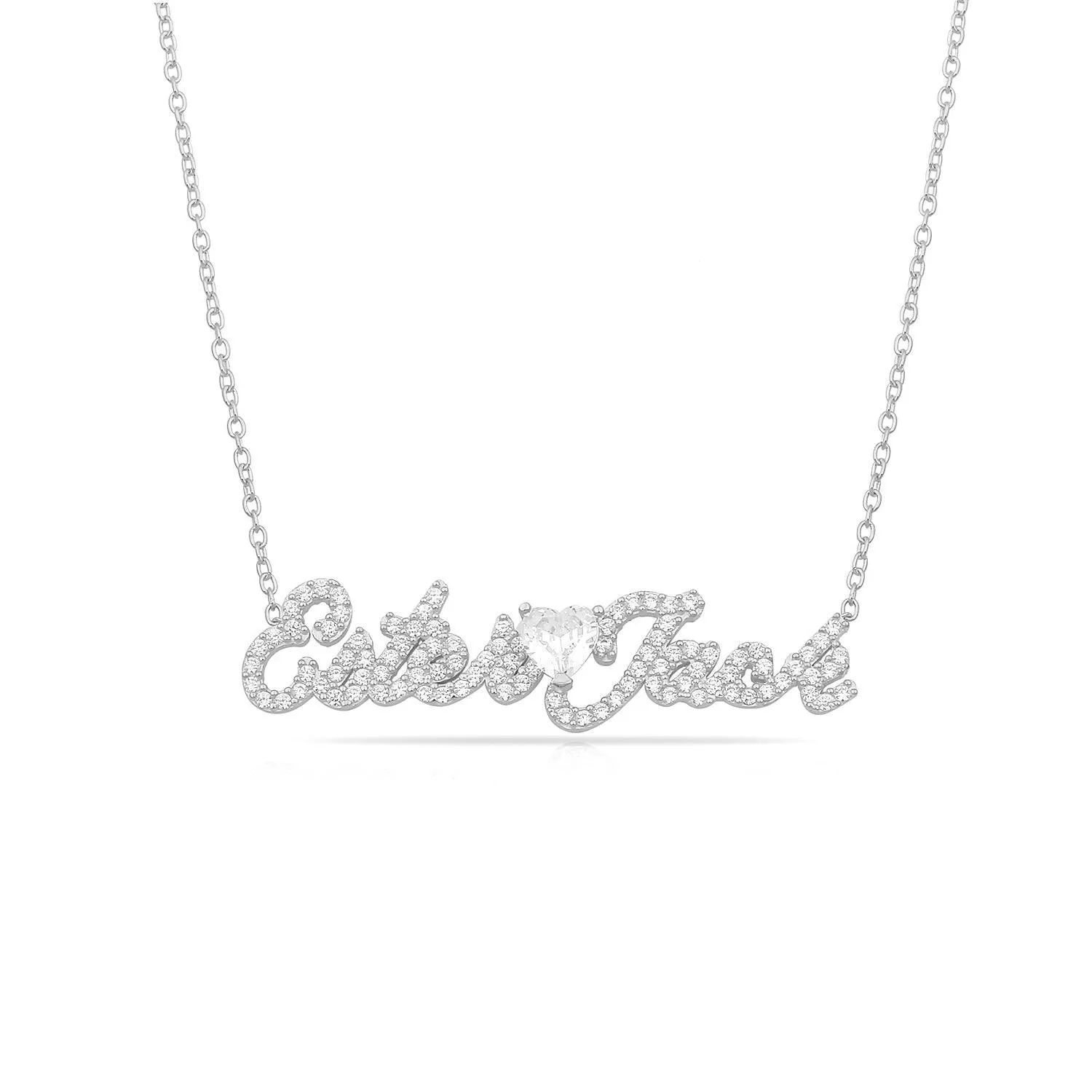 Script Pave Color Heart Name