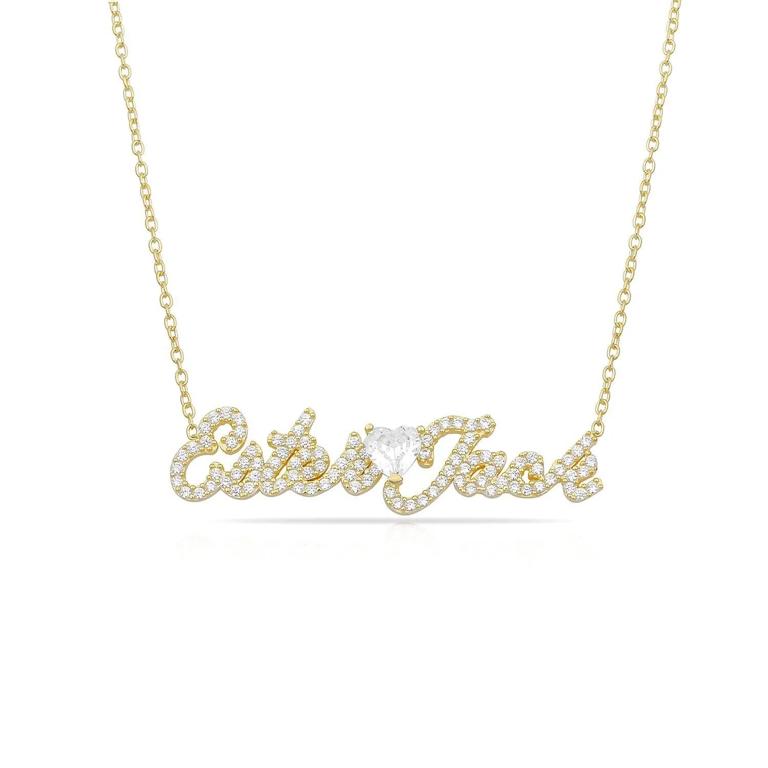 Script Pave Color Heart Name