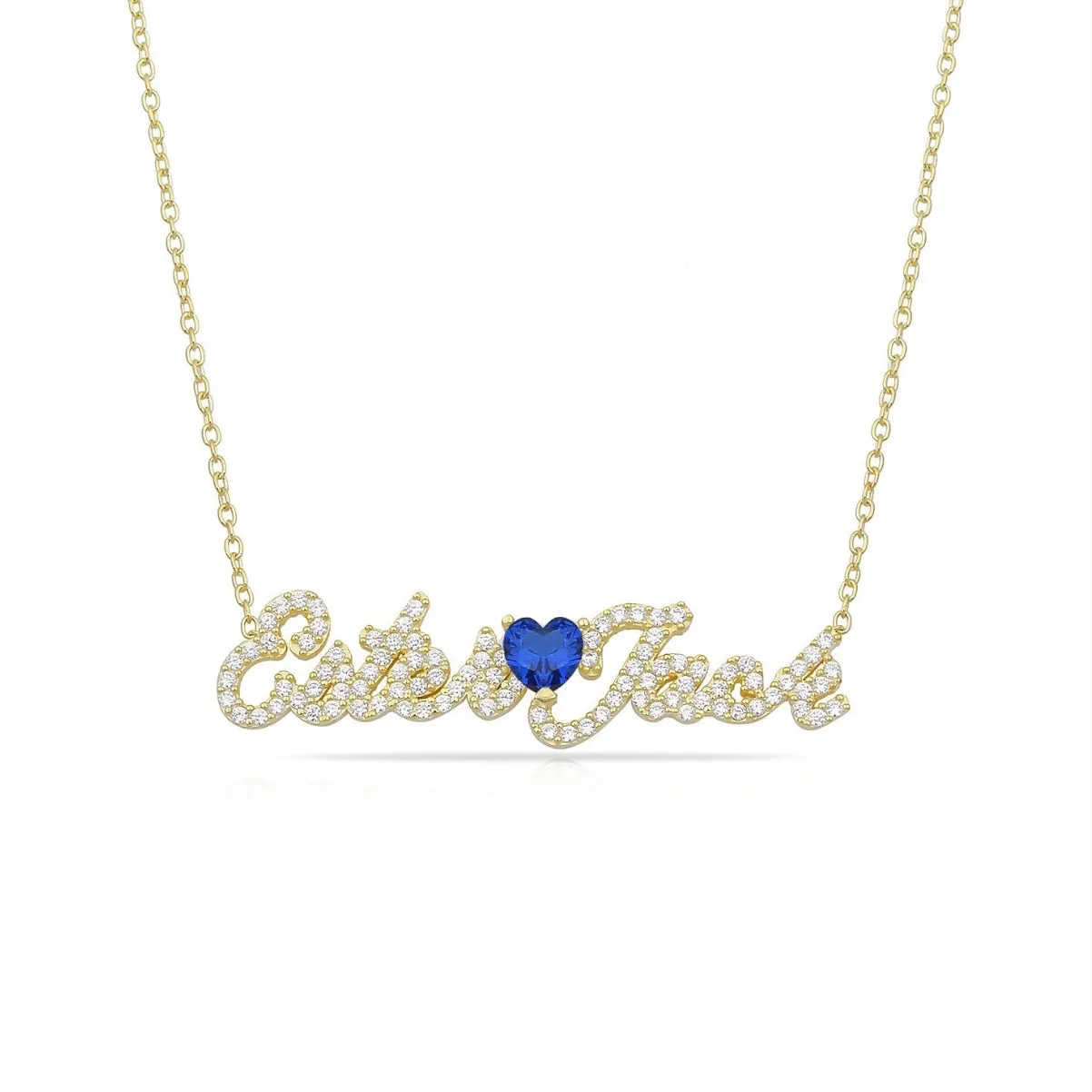 Script Pave Color Heart Name