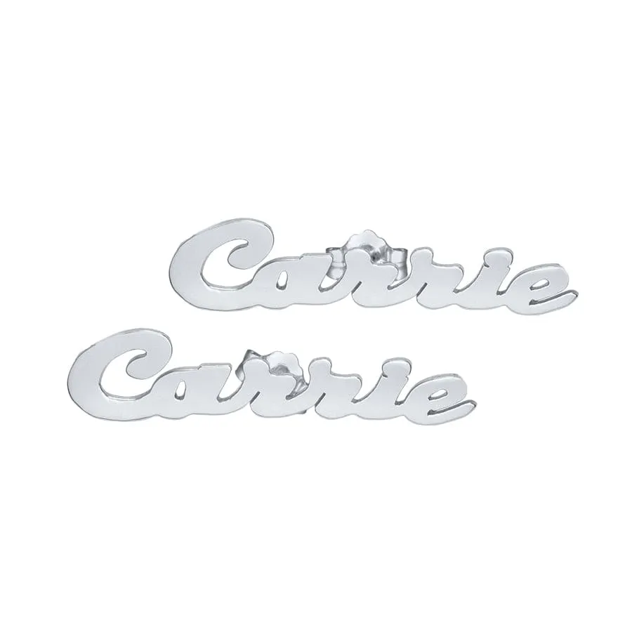 Script Stud Name Earrings