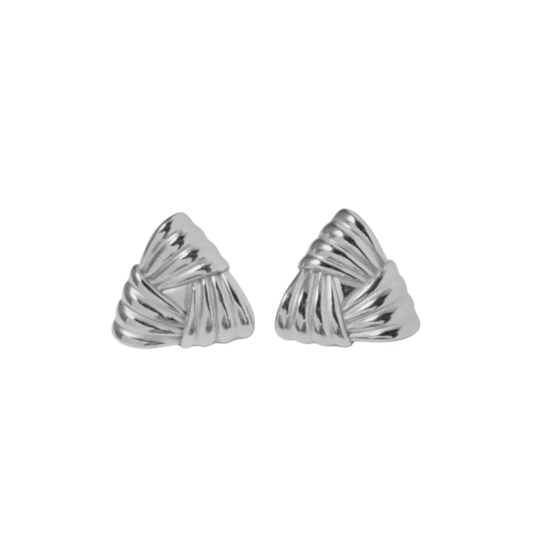Silver Amelie Chunky Triangle Earrings