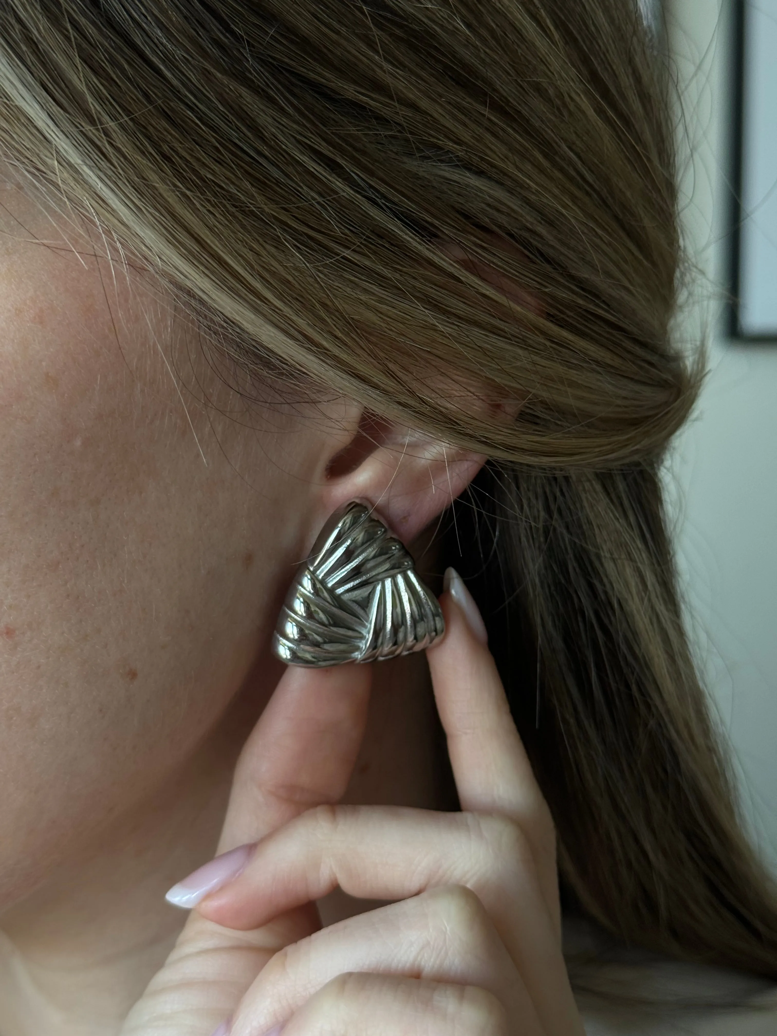Silver Amelie Chunky Triangle Earrings