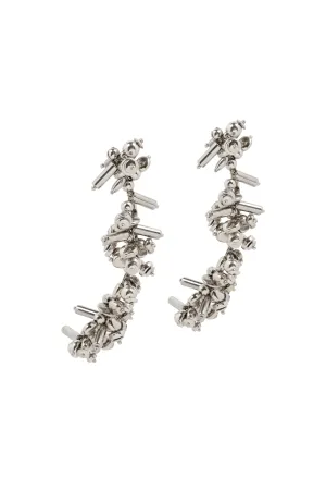 Silver Cluster Drop Earrings