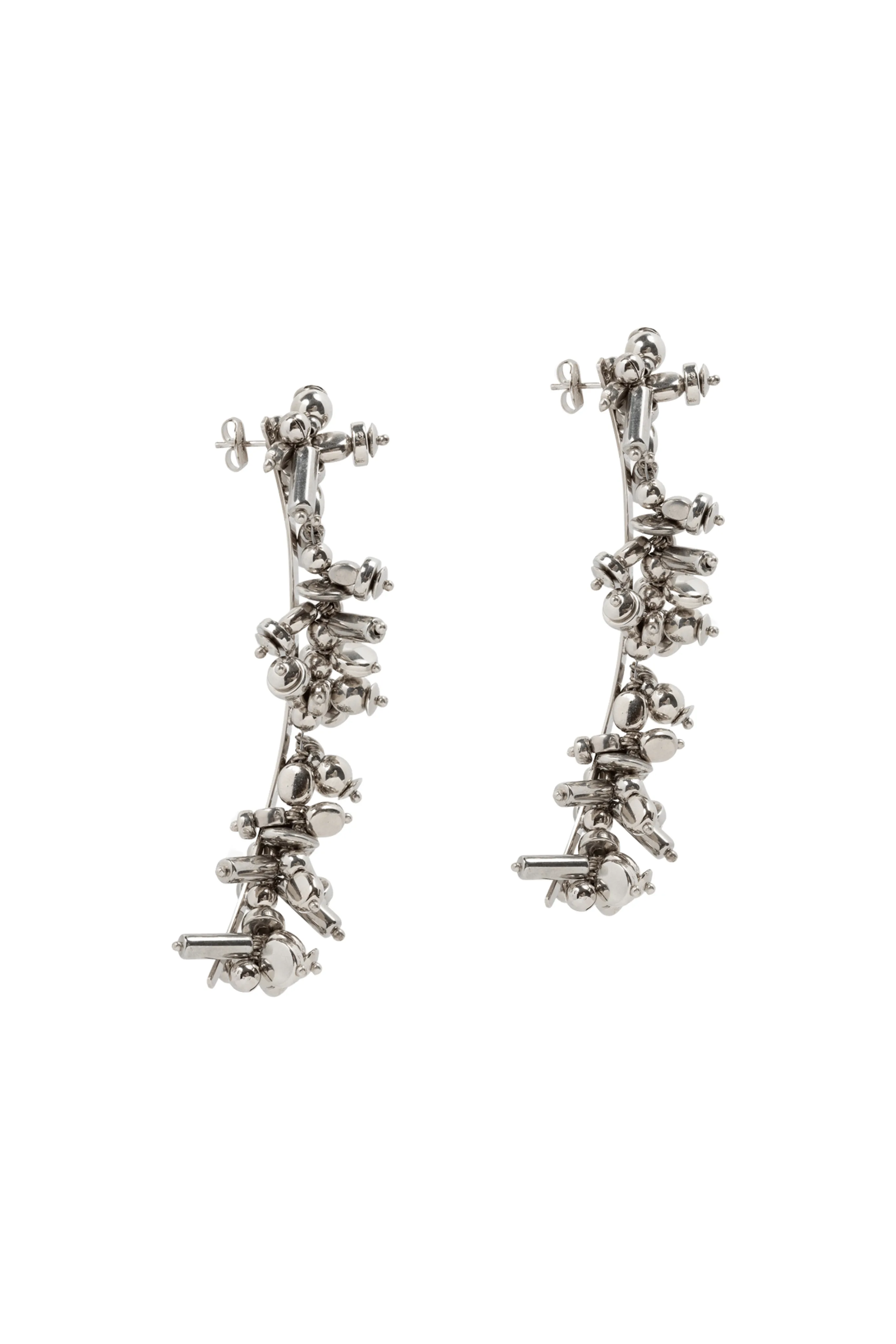 Silver Cluster Drop Earrings