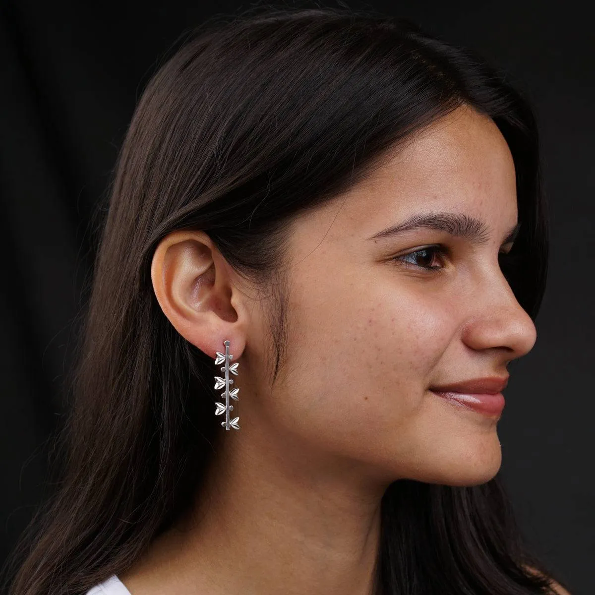 Silver Heart Buds Earrings