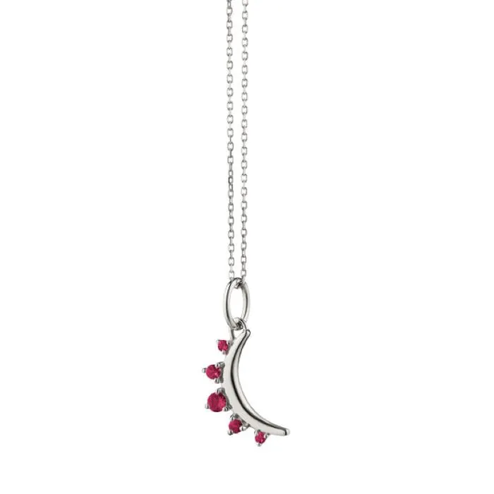 Silver Mini Moon Pendant Necklace  - July -41377