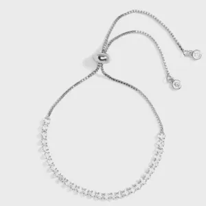 Silver Pulley Tennis Bracelet Marquise CZ