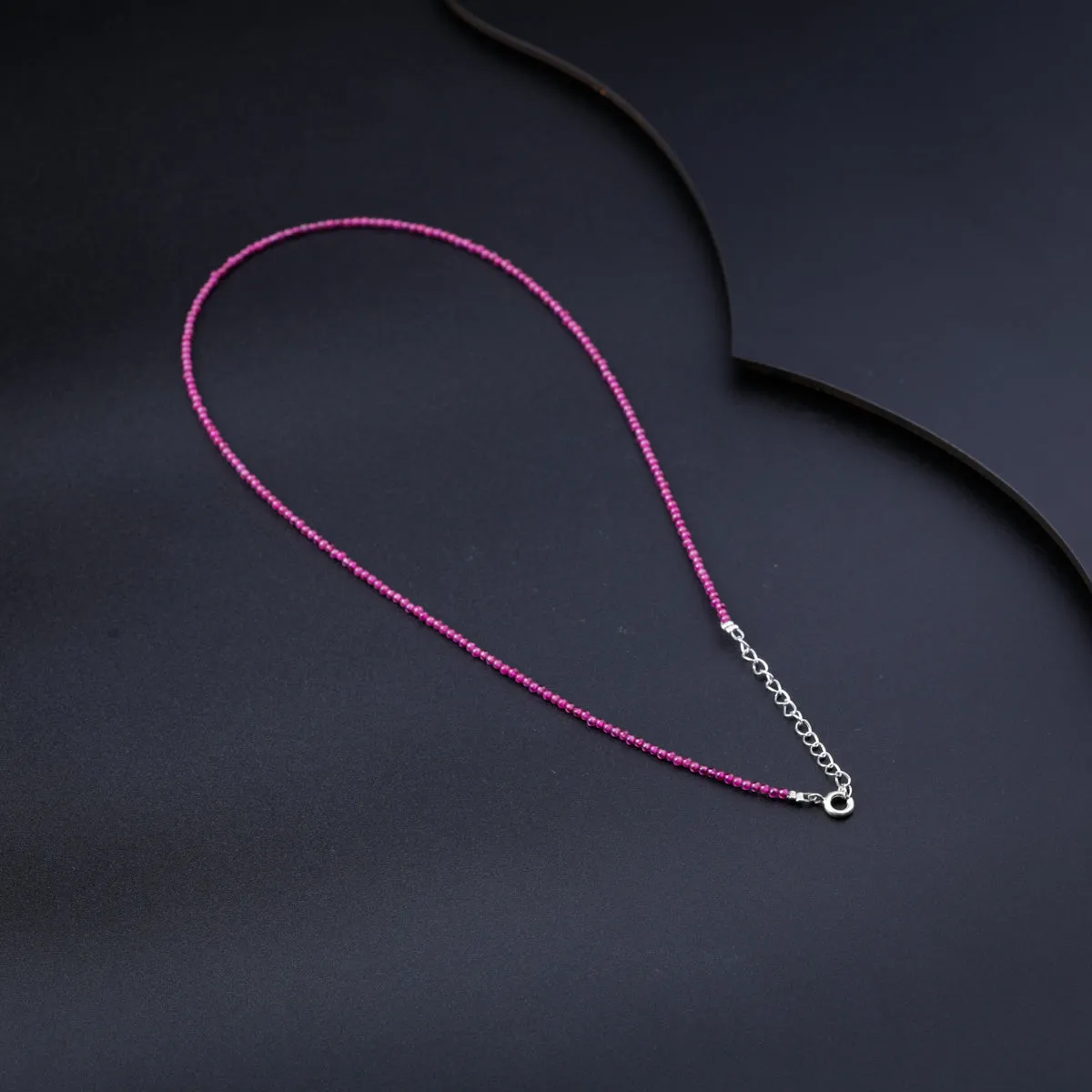 Silver Ruby Necklace (Round)