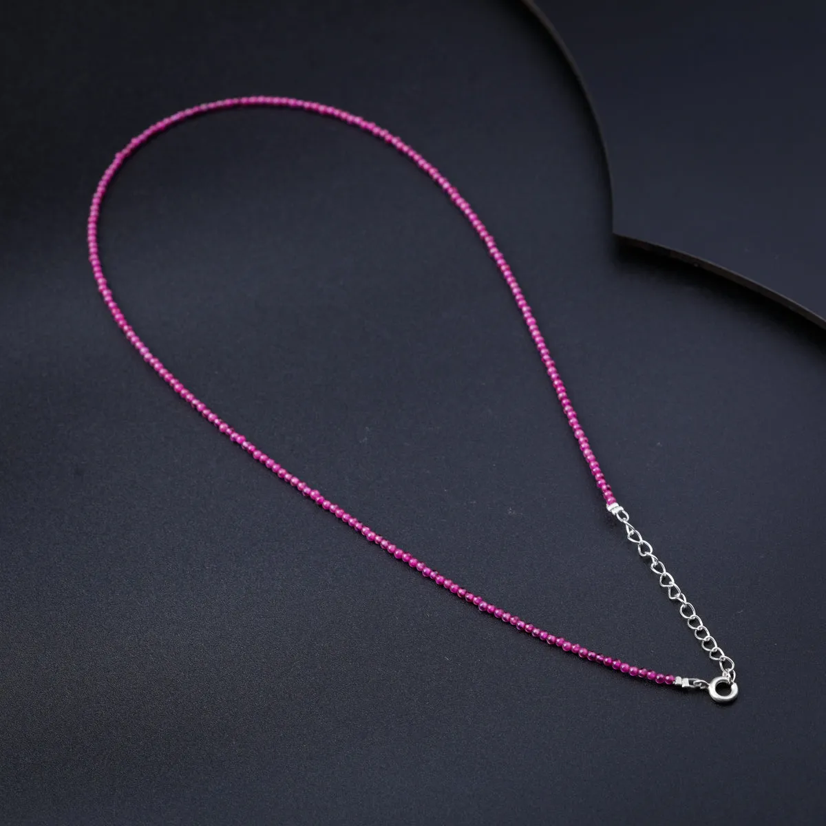 Silver Ruby Necklace (Round)