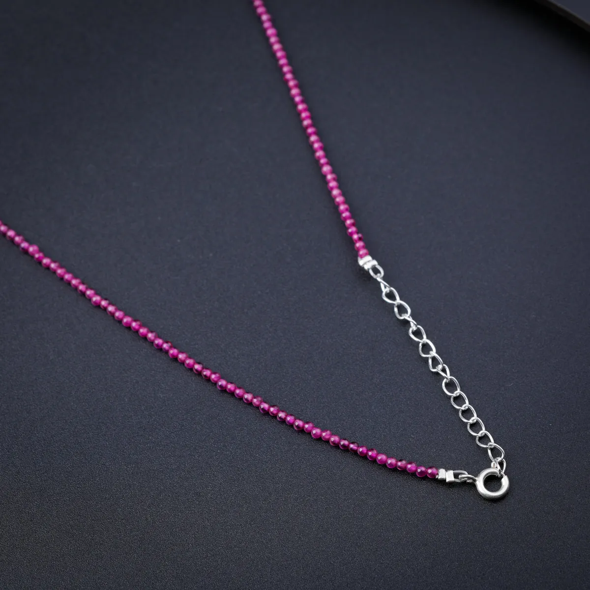 Silver Ruby Necklace (Round)