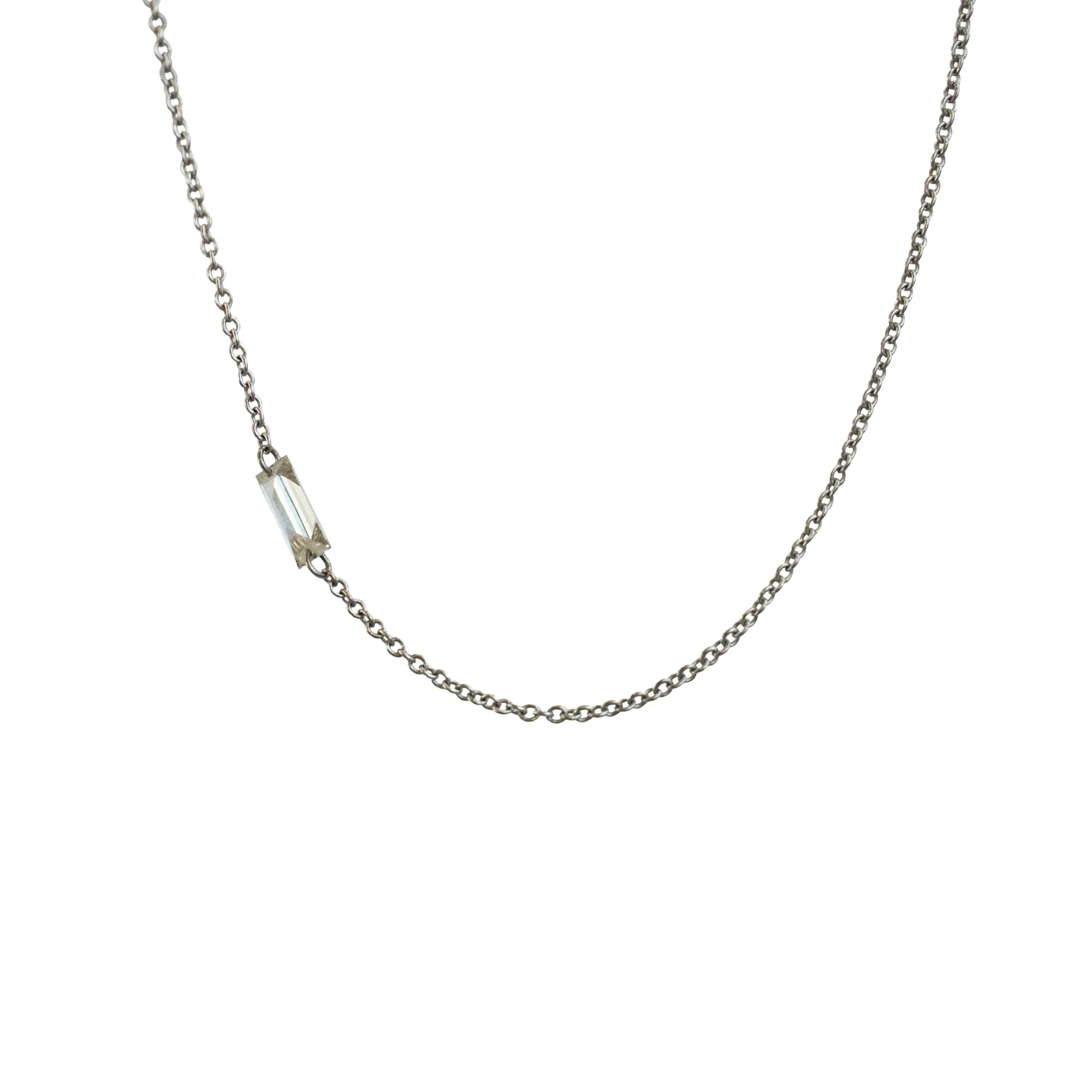 Single "Floating" Emerald Cut Necklace
