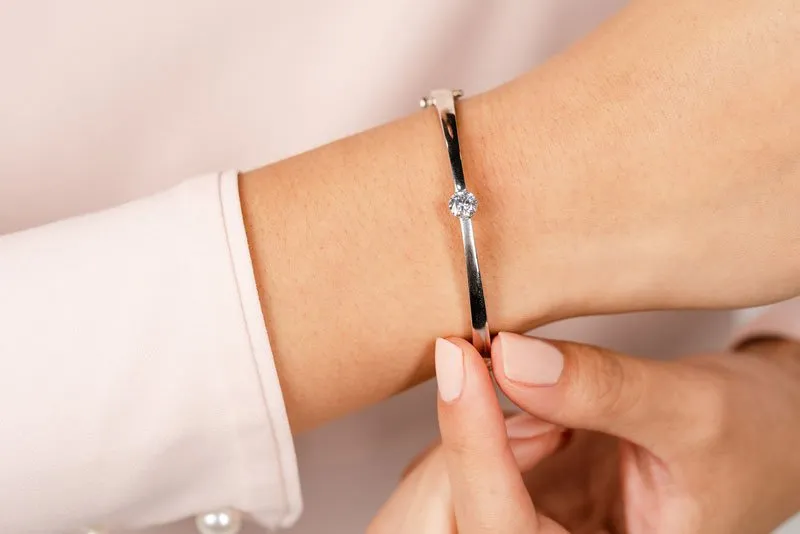 Single Shiny Diamond Bangle Lab-Grown Diamond Bracelet with 0.50 ct.(finished) 5mm