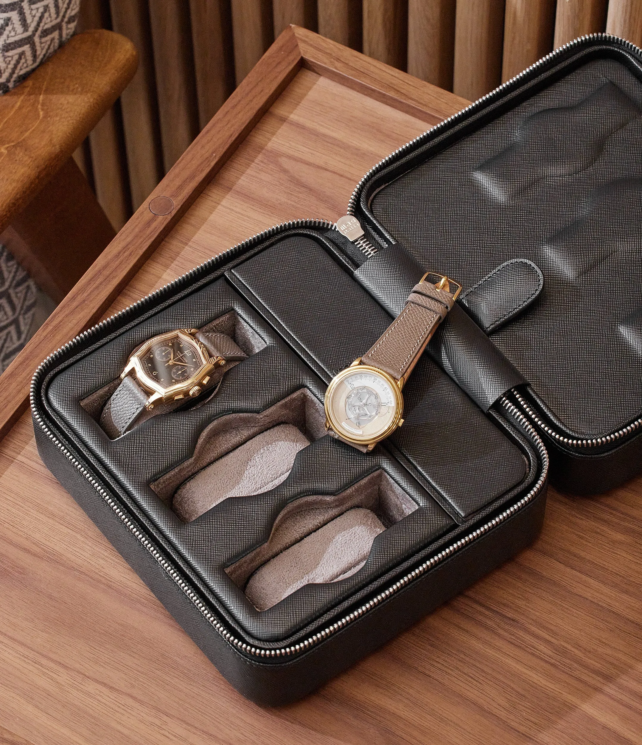 six-watch box, saffiano