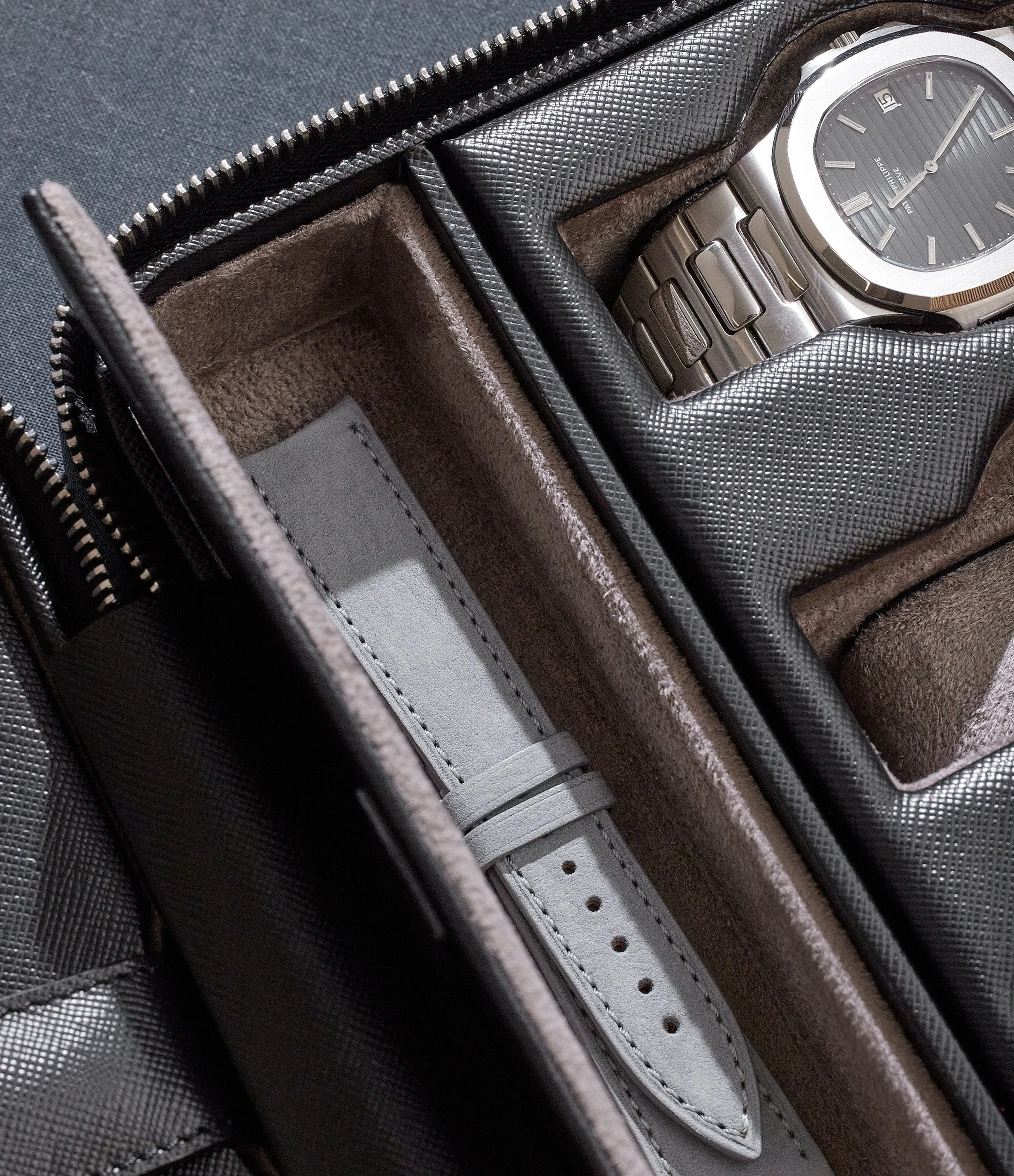 six-watch box, saffiano