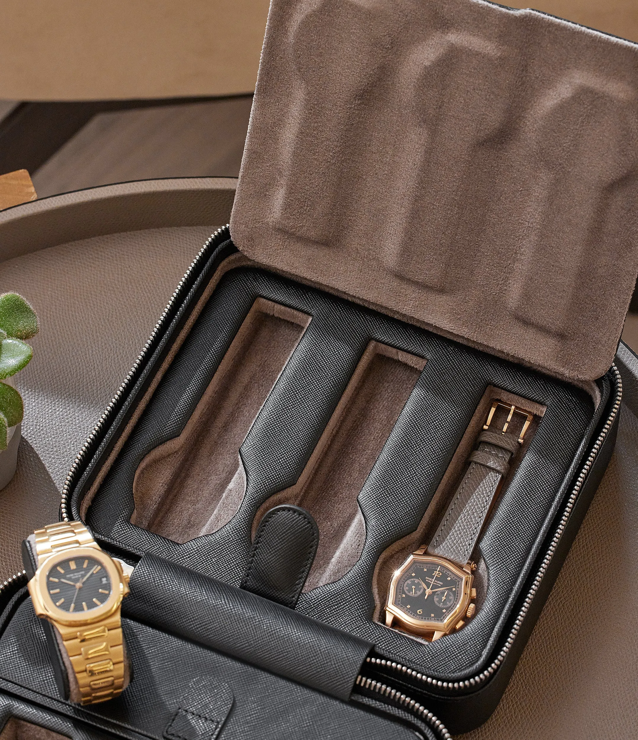 six-watch box, saffiano