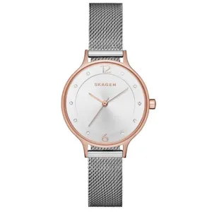 Skagen Anita Silver Mesh Bracelet White Dial Quartz Watch for Ladies - SKW1069