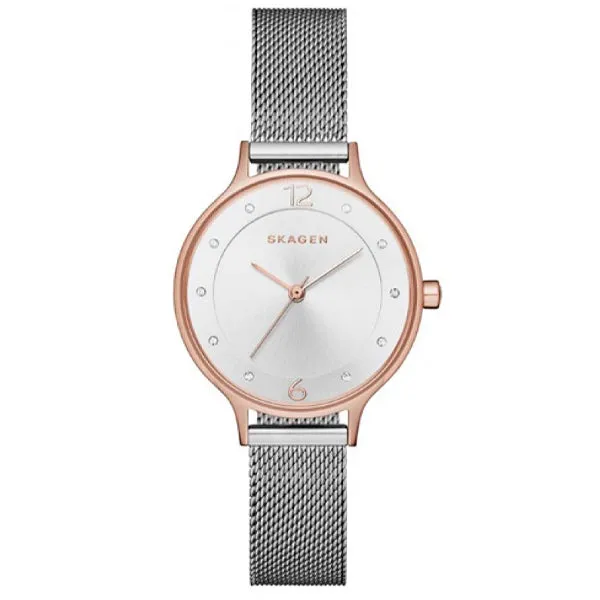 Skagen Anita Silver Mesh Bracelet White Dial Quartz Watch for Ladies - SKW1069