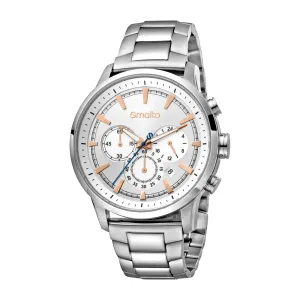 Smalto Men's Stainless Steel Chronograph Watch With Rose Gold Index & Bracelet