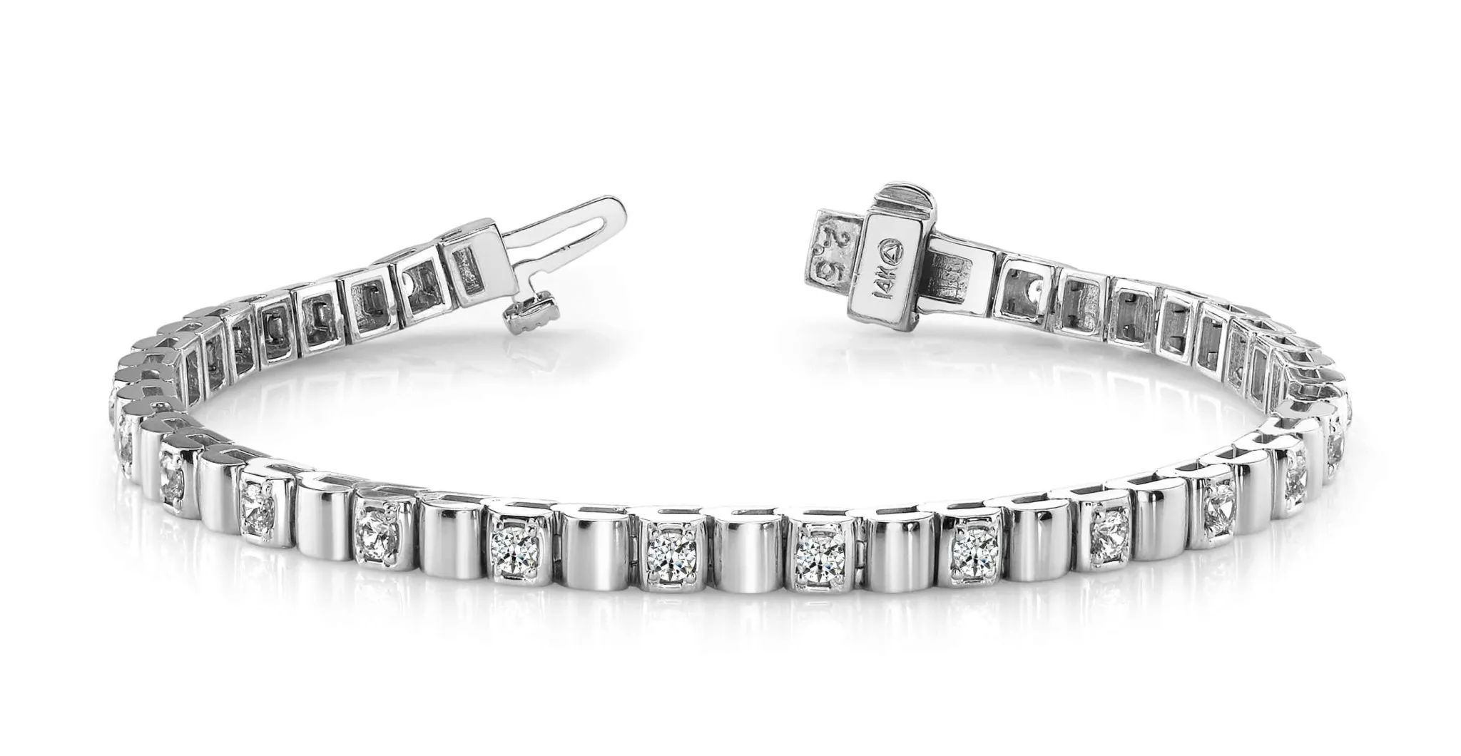 Solid Box Link Diamond Bracelet with 1.50 ct.(finished) 2.5mm
