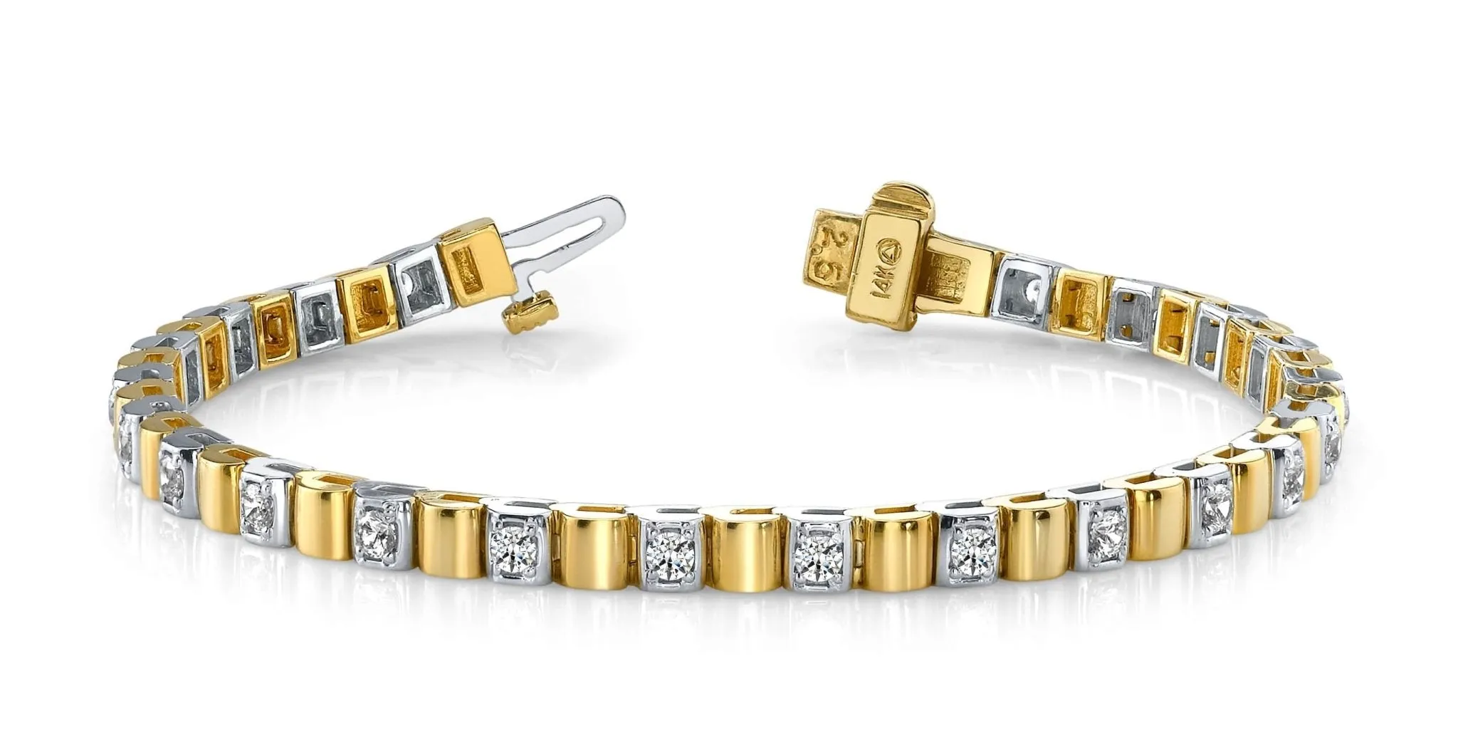 Solid Box Link Diamond Bracelet with 1.50 ct.(finished) 2.5mm