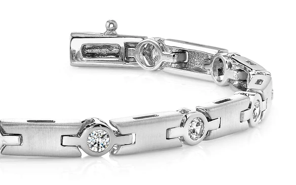 Solid H Link Diamond Bracelet with 1.50 ct.(finished) 3.5mm