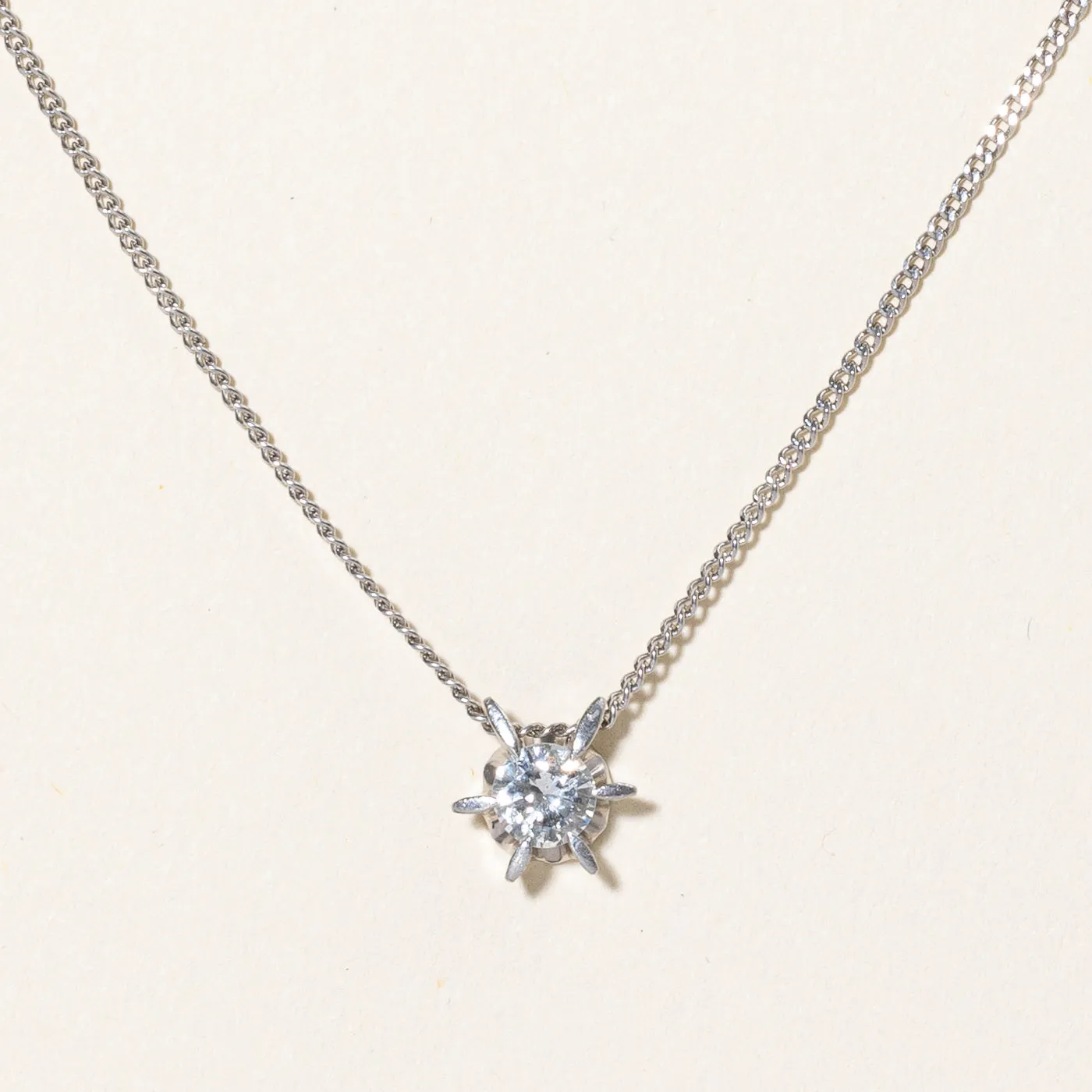 Solitaire Diamond Pendant Necklace | 0.36ct | 16"|