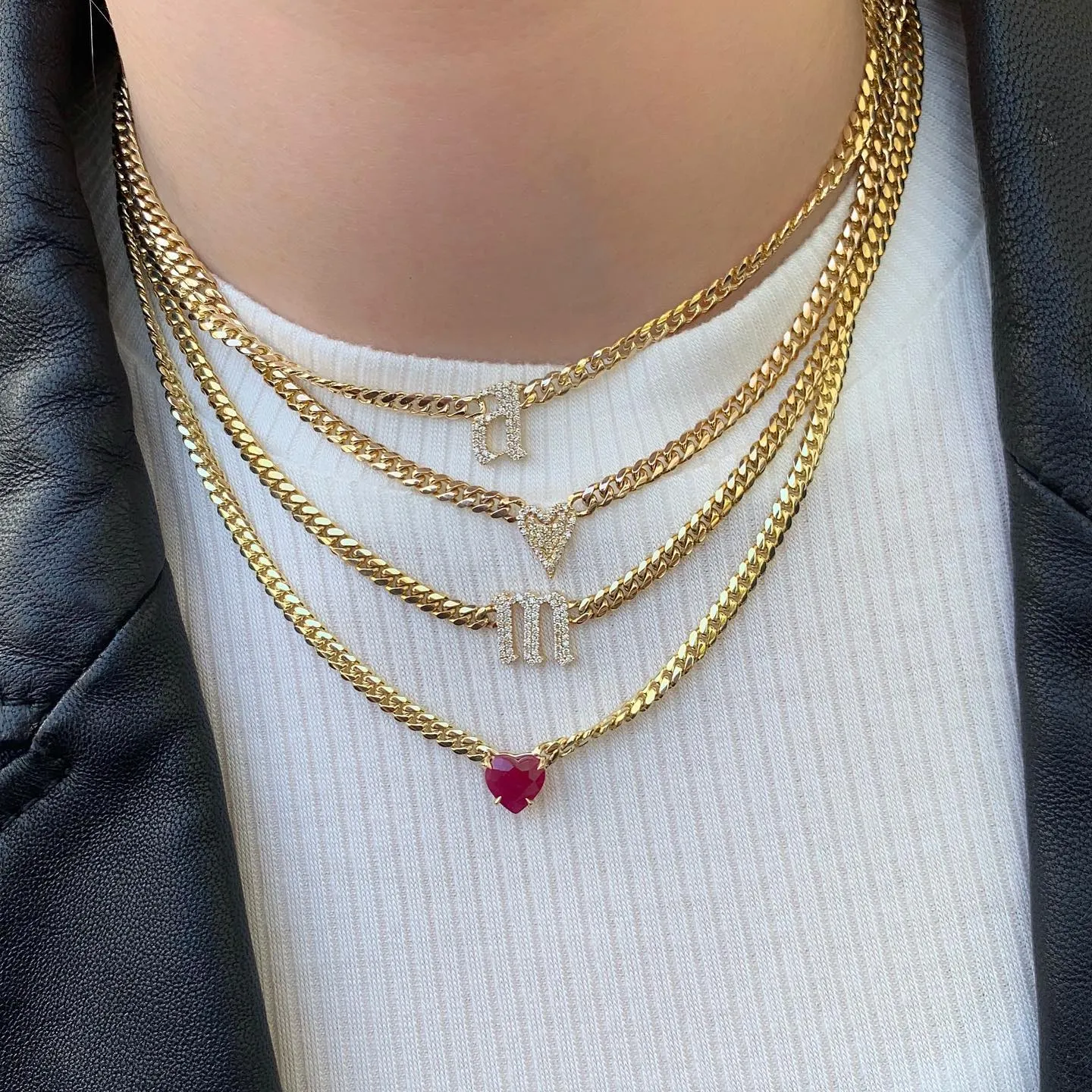 Solitaire Gemstone Cuban Chain Necklace