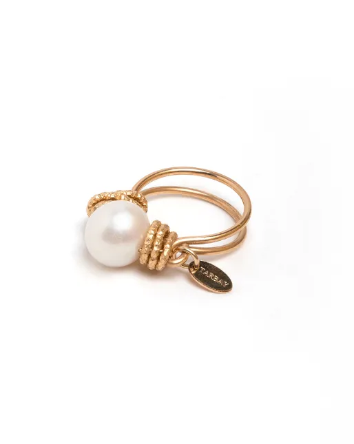 Solitaire Ring #1 (10mm) - Pearl & Yellow Gold