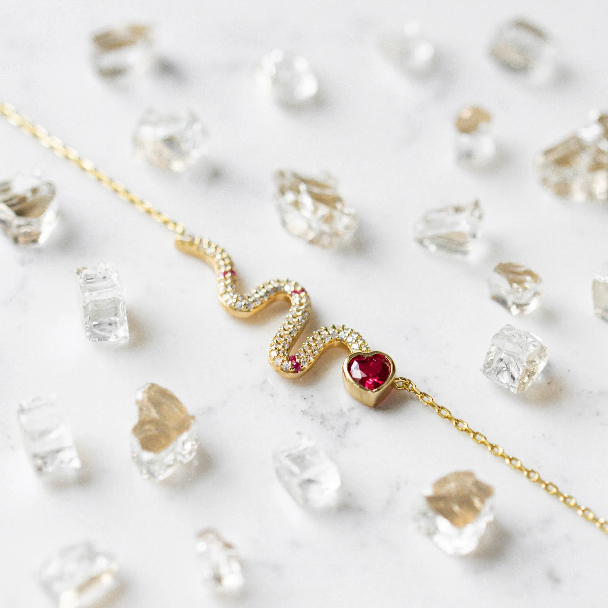 Sparkle Ruby Snake Necklace