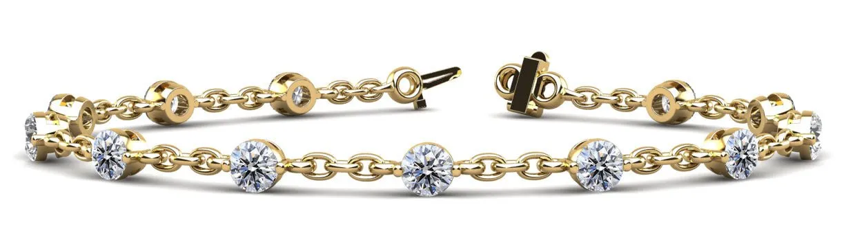 Sparkling Diamond And Chain Link Lab-Grown Diamond Bracelet with 3.00 ct.(finished) 4mm